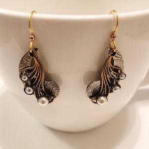 Artisan Mixed Metal Pearl Earrings